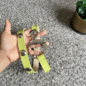 Garuglieri Neon Green Silver Studs Waist Belt Sz M Italian Leather Designer New